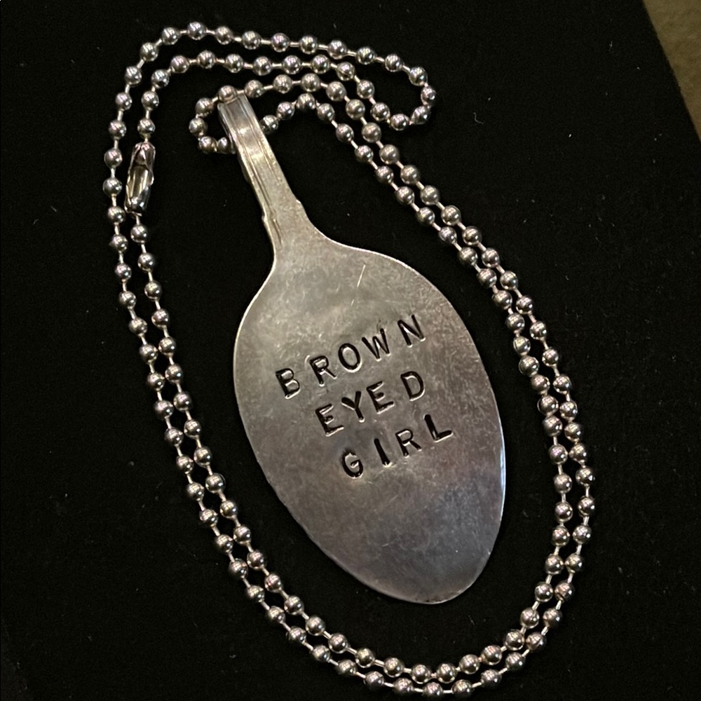 Silver Plated Spoon Pendant Necklace ‘Brown Eyed Girl’